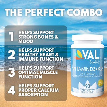 VAL D3+K2 - Inmune, Bone & Cardiovascular support 90 Capsules - Val Supplements